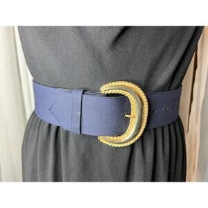 belt wide navy cloth covered 1980s